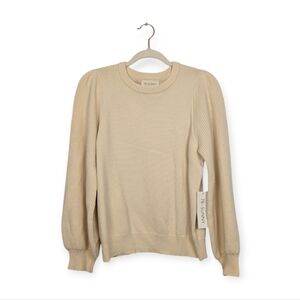 NWT 78 & Sunny Cream Pacific Puff Shoulder Crewneck Sweater Size L